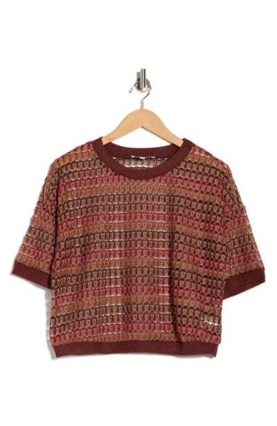 Daniel Rainn Openwork Stripe Sweater In Brown