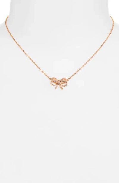 Kate Spade New York Bow Meets Girl Pavé Cubic Zirconia Pendant Necklace In Gold