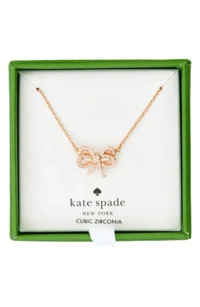 Kate Spade New York Bow Meets Girl Pavé Cubic Zirconia Pendant Necklace In Gold