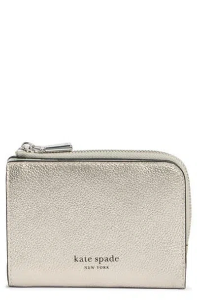 Kate Spade New York Ava Metallic Zip Bifold Wallet In Silver