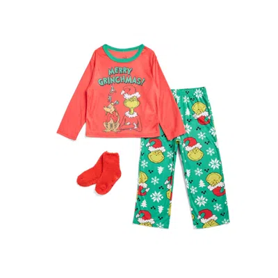 Komar Kids' The Grinch Merry Grinchmas Two-piece Pajamas & Socks Set In Multi