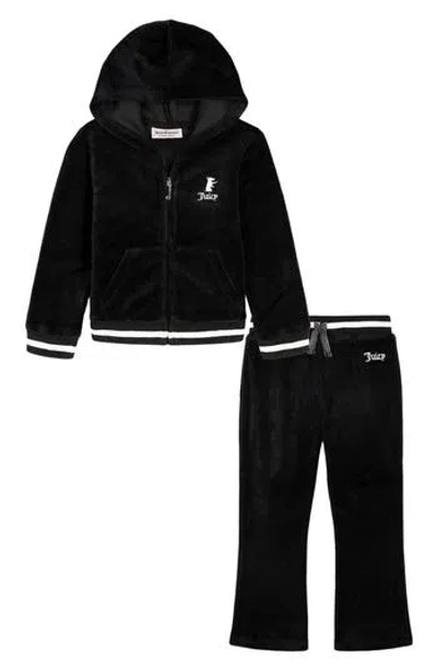 Juicy Couture Girls' Velour Hoodie & Jogger Pants Set - Little Kid In Black