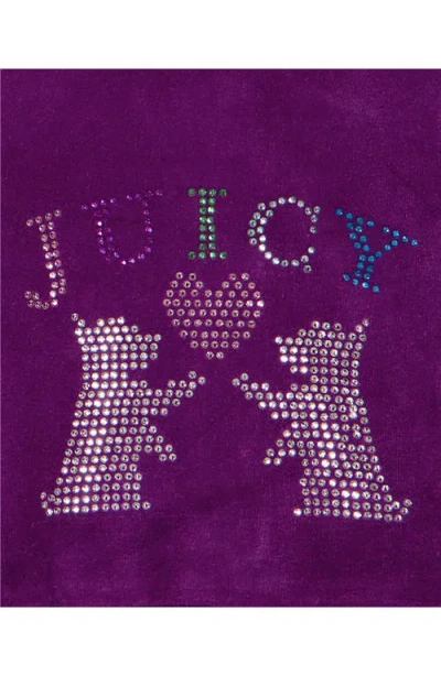 Juicy Couture Kids' Crystal Embellished Velour Zip-up Hoodie & Joggers Set In Purple