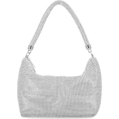 Jessica Mcclintock Julian Rhinestone Hobo Bag In Silver