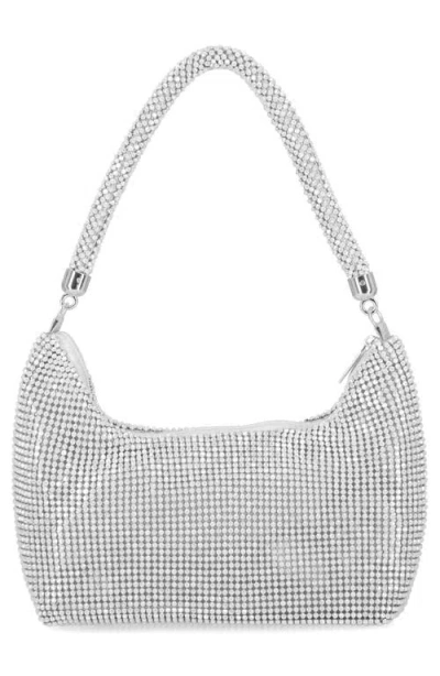 Jessica Mcclintock Julian Rhinestone Hobo Bag In Silver