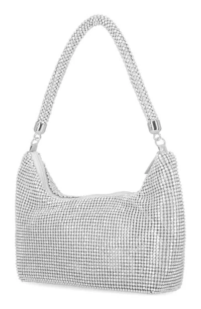 Jessica Mcclintock Julian Rhinestone Hobo Bag In Silver