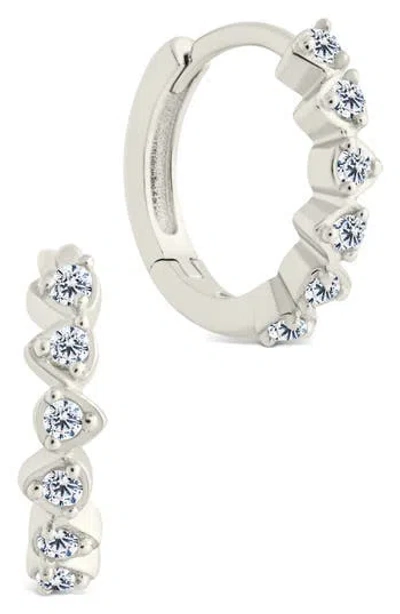 Sterling Forever Cassandra Cz Micro Hoop Earrings In Metallic