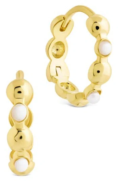 Sterling Forever Miranda Pearl Hoop Earrings In Gold