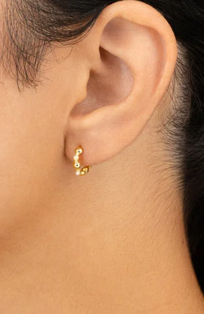 Sterling Forever Miranda Pearl Hoop Earrings In Gold