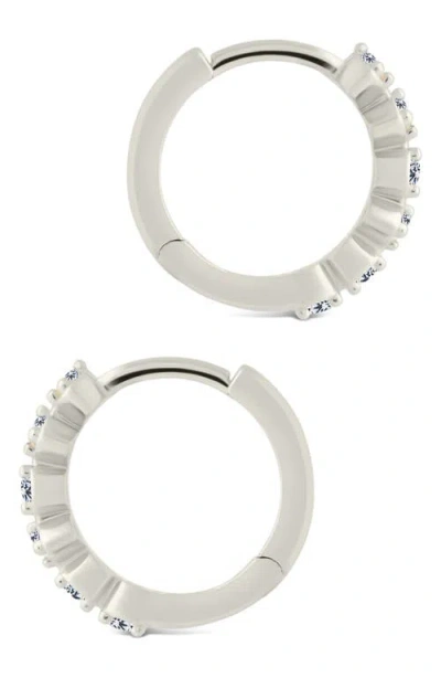 Sterling Forever Cassandra Cz Micro Hoop Earrings In Metallic