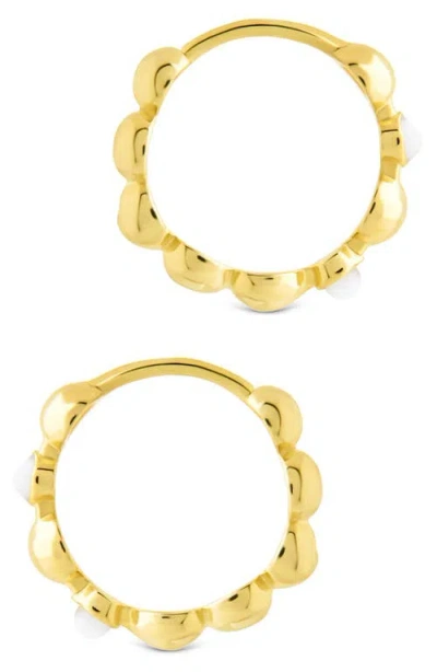Sterling Forever Miranda Pearl Hoop Earrings In Gold