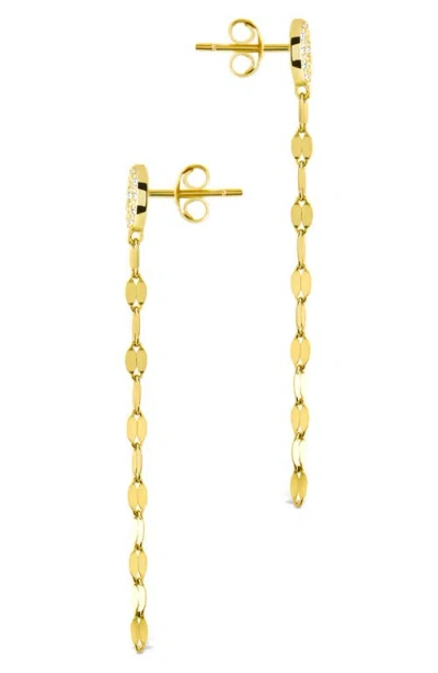 Sterling Forever Annabelle Cz Pavé Disc Drop Earrings In Gold