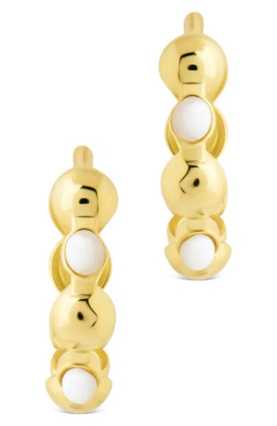 Sterling Forever Miranda Pearl Hoop Earrings In Gold
