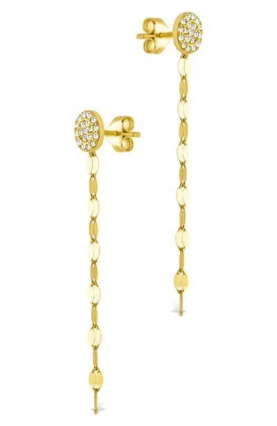 Sterling Forever Annabelle Cz Pavé Disc Drop Earrings In Gold