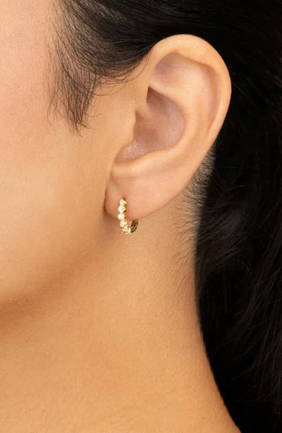 Sterling Forever Cassandra Cz Micro Hoop Earrings In Gold