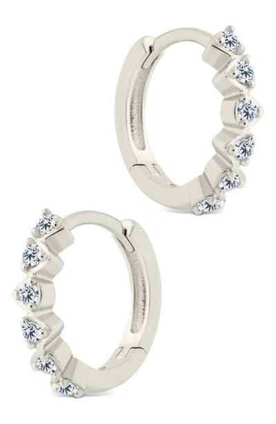 Sterling Forever Cassandra Cz Micro Hoop Earrings In Metallic