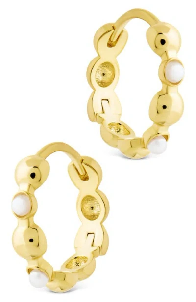 Sterling Forever Miranda Pearl Hoop Earrings In Gold