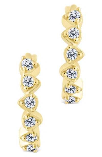 Sterling Forever Cassandra Cz Micro Hoop Earrings In Gold