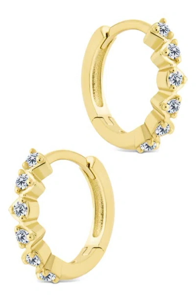 Sterling Forever Cassandra Cz Micro Hoop Earrings In Gold