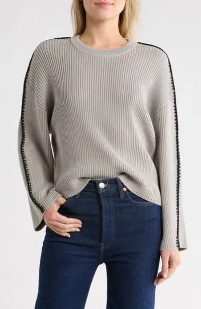 Rag & Bone Isabella Crewneck Wool Ribbed Sweater In Gray