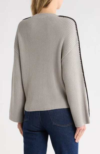 Rag & Bone Isabella Crewneck Wool Ribbed Sweater In Gray