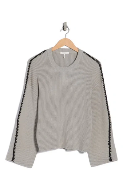 Rag & Bone Isabella Crewneck Wool Ribbed Sweater In Gray