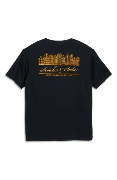 Scotch & Soda Logo Cotton Graphic T-shirt In Gray