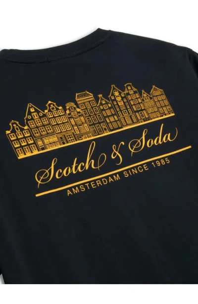 Scotch & Soda Logo Cotton Graphic T-shirt In Gray