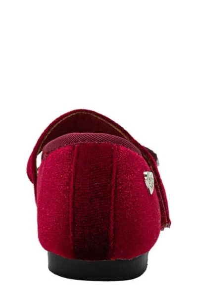 Bebe Kids' Embellished Bow Mary Jane Flat In Burgundy