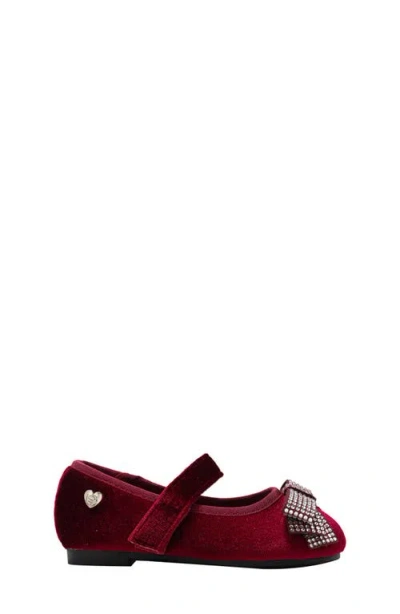 Bebe Kids' Embellished Bow Mary Jane Flat In Burgundy