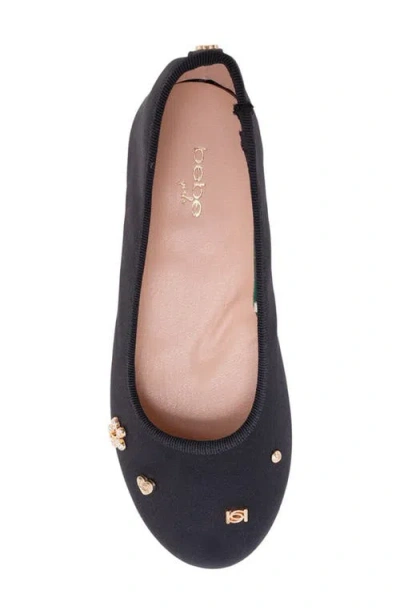 Bebe Kids' Shimmer Charm Flat In Black