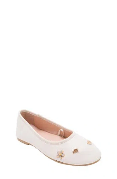 Bebe Kids' Shimmer Charm Flat In White