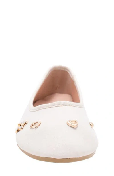 Bebe Kids' Shimmer Charm Flat In White