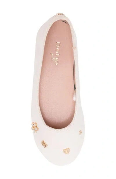 Bebe Kids' Shimmer Charm Flat In White