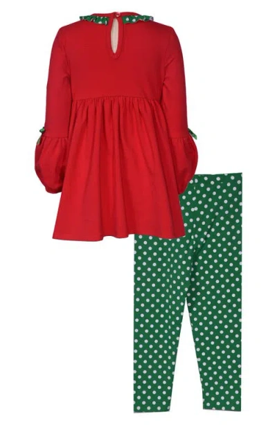 Bonnie Jean Kids' Snowman Tunic & Leggings Set In Red