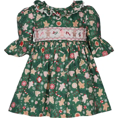 Bonnie Jean Gingerbread Smocked Dress In Green