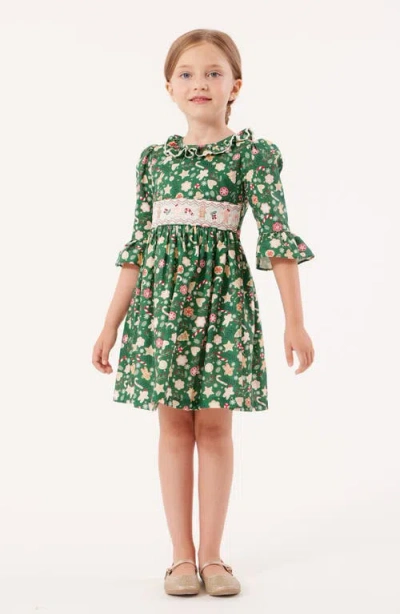 Bonnie Jean Gingerbread Smocked Dress In Green