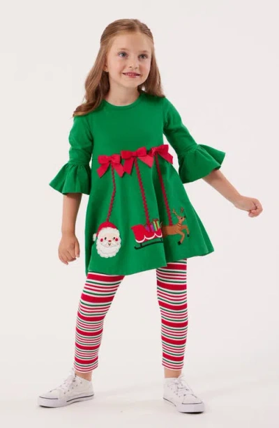 Bonnie Jean Kids' Dangling Ornaments Tunic & Leggings Set In Green