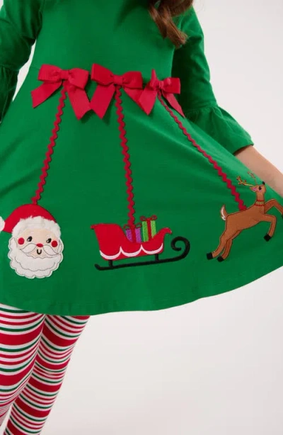 Bonnie Jean Kids' Dangling Ornaments Tunic & Leggings Set In Green