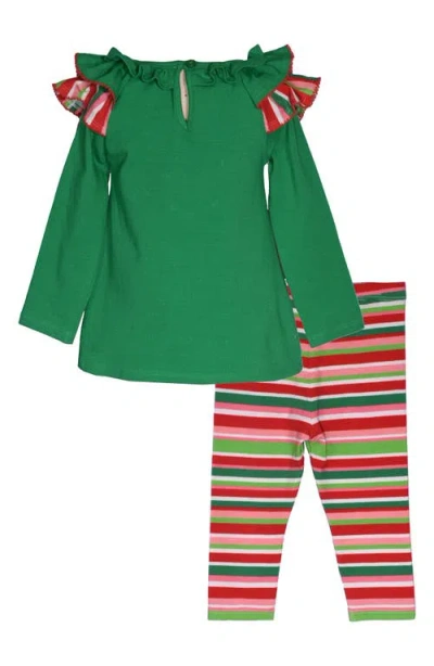 Bonnie Jean Reindeer Tunic & Leggings Set In Green