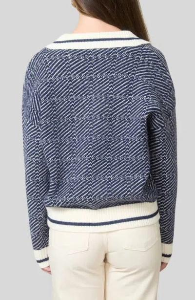Blu Pepper Split Johnny Collar Sweater In Blue