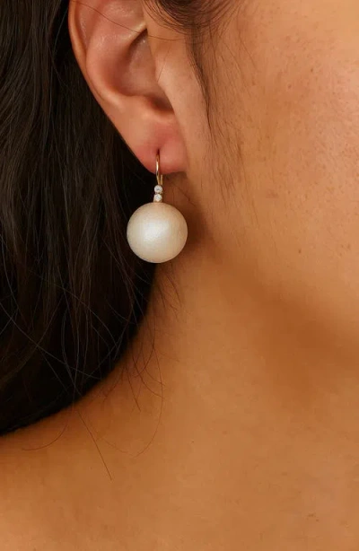 Rivka Friedman 18k Plated 16mm Pearl Cz Earrings In White