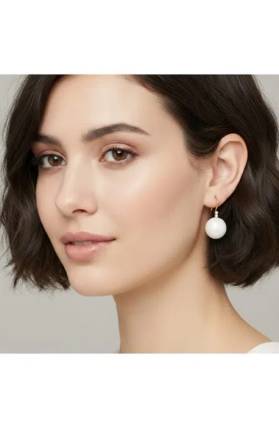 Rivka Friedman 18k Plated 16mm Pearl Cz Earrings In White