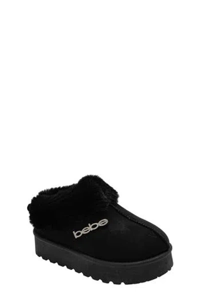 Bebe Kids' Faux Shearling Lined Slipper In Black