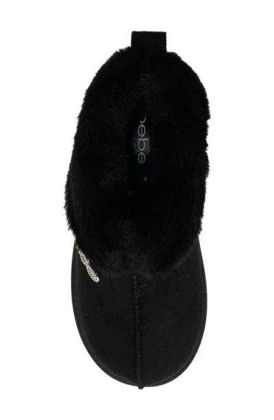 Bebe Kids' Faux Shearling Lined Slipper In Black