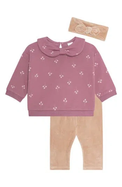 Pl Baby By Petit Lem Fairy Peter Pan Top, Leggings & Headband Set In Pink