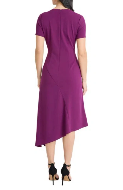 Maggy London Women's Asymmetrical Short Sleeves Midi Dress In Purple