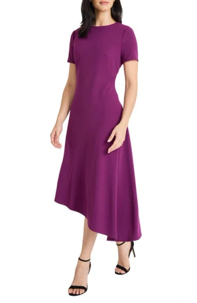 Maggy London Women's Asymmetrical Short Sleeves Midi Dress In Purple