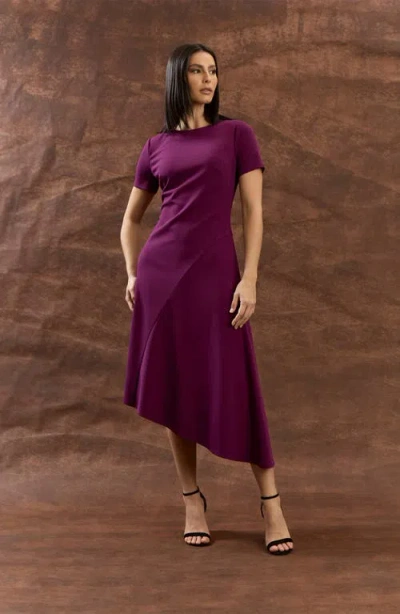 Maggy London Women's Asymmetrical Short Sleeves Midi Dress In Purple