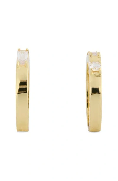 Covet Set Of 2 Baguette Cubic Zirconia Stackable Rings In Gold